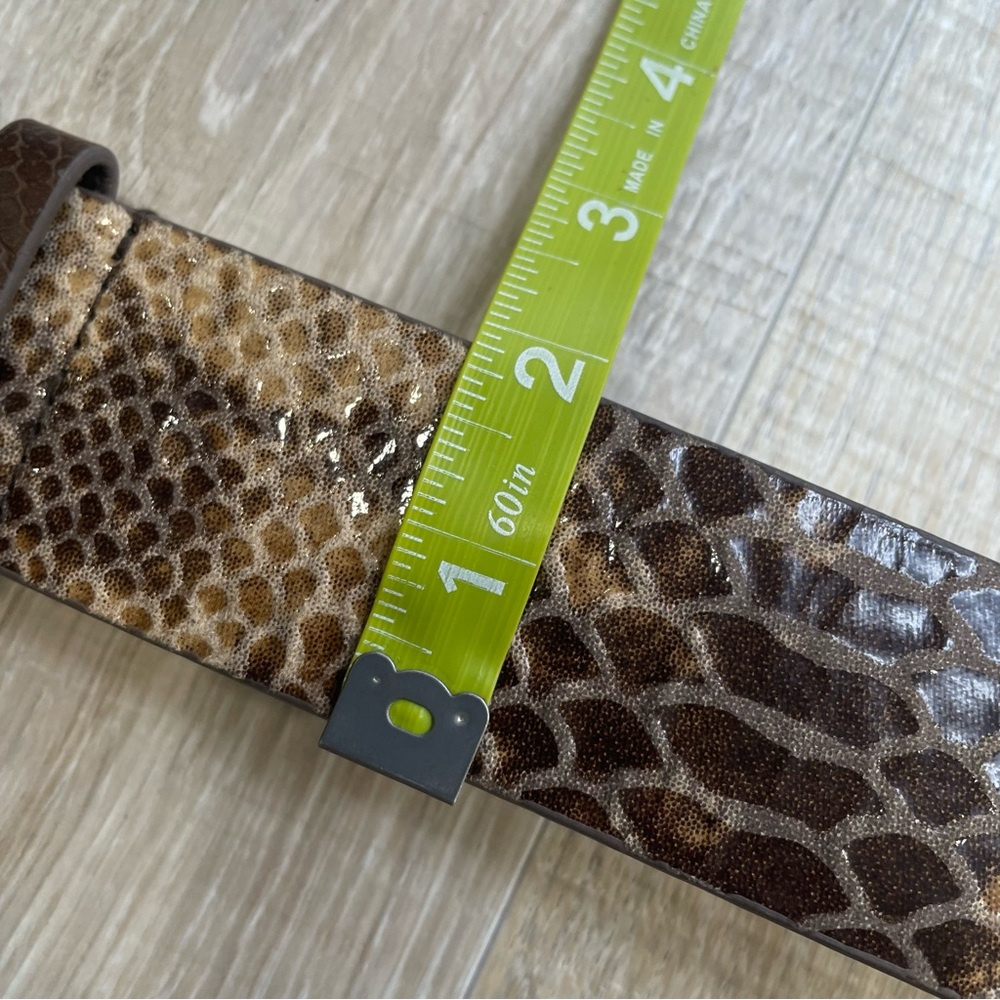 CHICOS real leather crocodile pattern belt brown tan - Picture 8 of 11